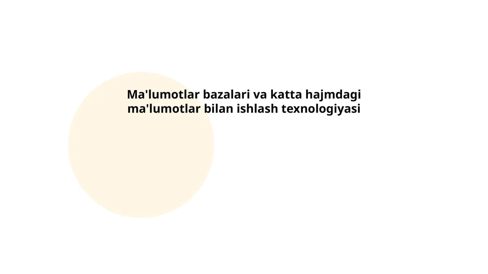 Ma'lumotlar bazalari va katta hajmdagi ma'lumotlar bilan ishlash texnologiyasi 1