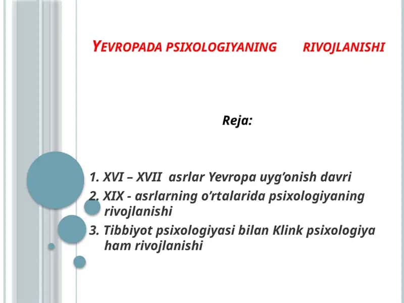 Yevropadapsixologiyaningrivojlanishi 1