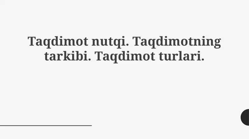 Taqdimot nutqi 1