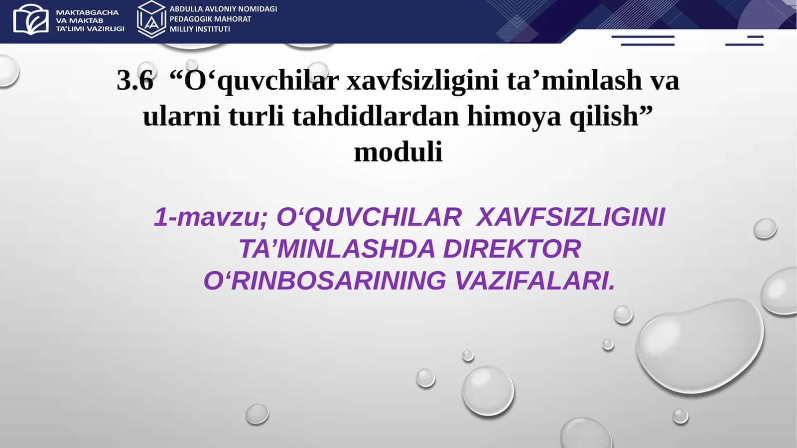 O‘QUVCHILAR XAVFSIZLIGINI TA’MINLASHDA DIREKTOR O‘RINBOSARINING VAZIFALARI 1