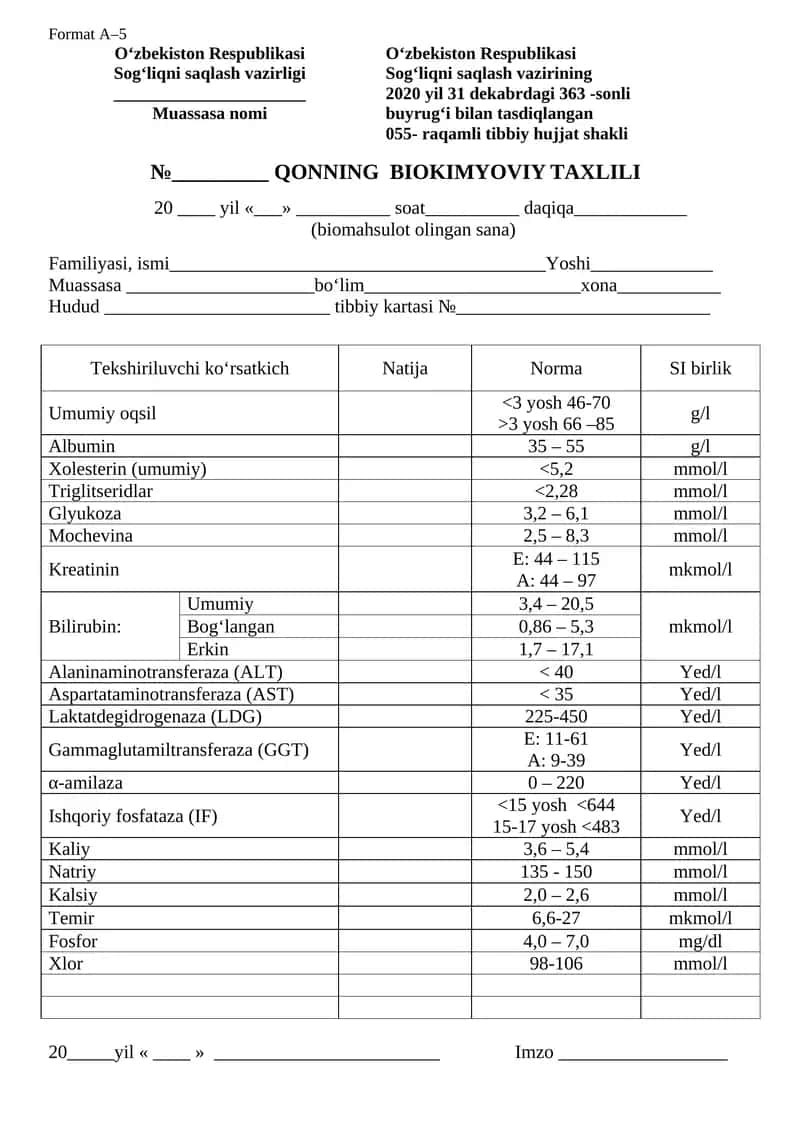 QONNING BIOKIMYOVIY TAHLILI BLANKASI 1