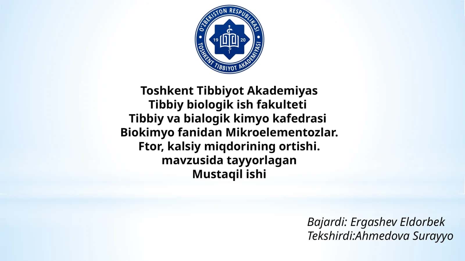 Mikroelementozlar.Ftor,kalsiy miqdorining ortishi 1