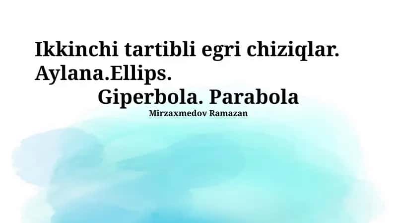 Parabola: ta'rif va xossalari 1