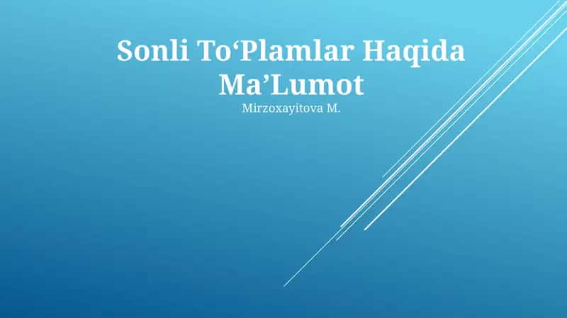 Sonli ToʻPlamlar Haqida MaʼLumot 1