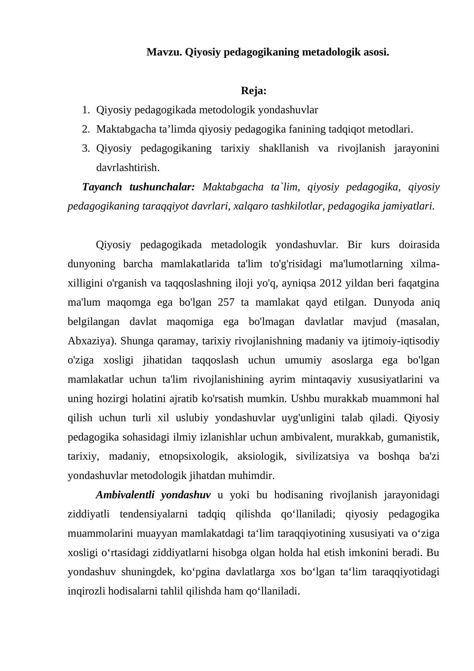 Qiyosiy pedagogikaning metadologik asosi 1