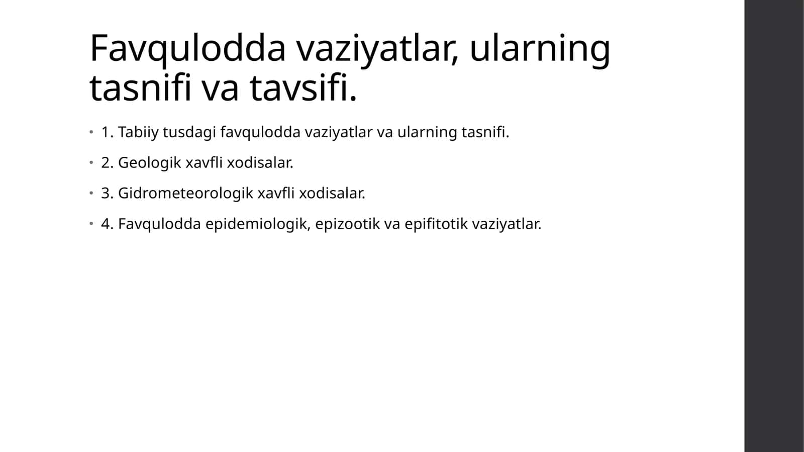 Favquloddavaziyatlar,ularningtasnifivatavsifi 1