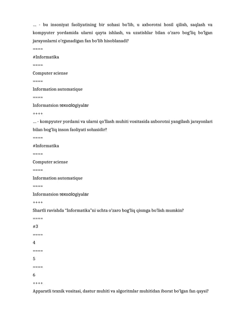 Axborot texnologiyalari test 1