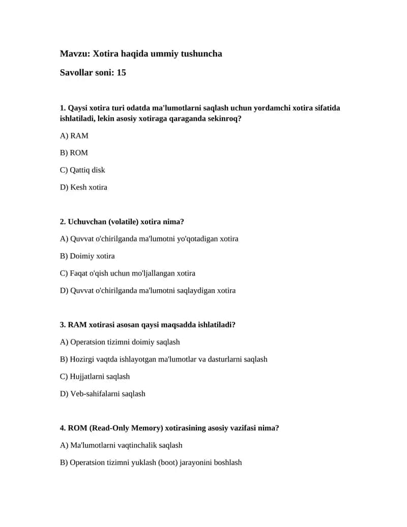 Xotira haqida ummiy tushuncha 1