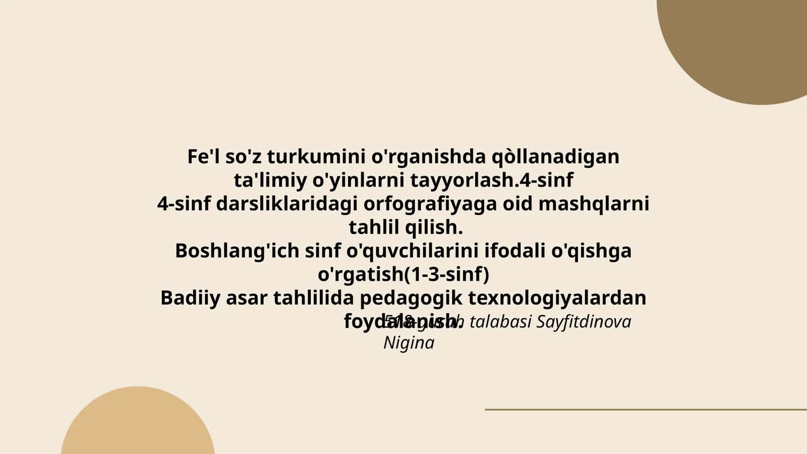 Fe'l so'z turkumini o'rganish ta'limiy o'yinlar 1