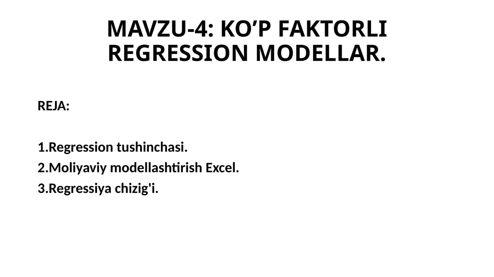 KO’P FAKTORLI REGRESSION MODELLAR 1