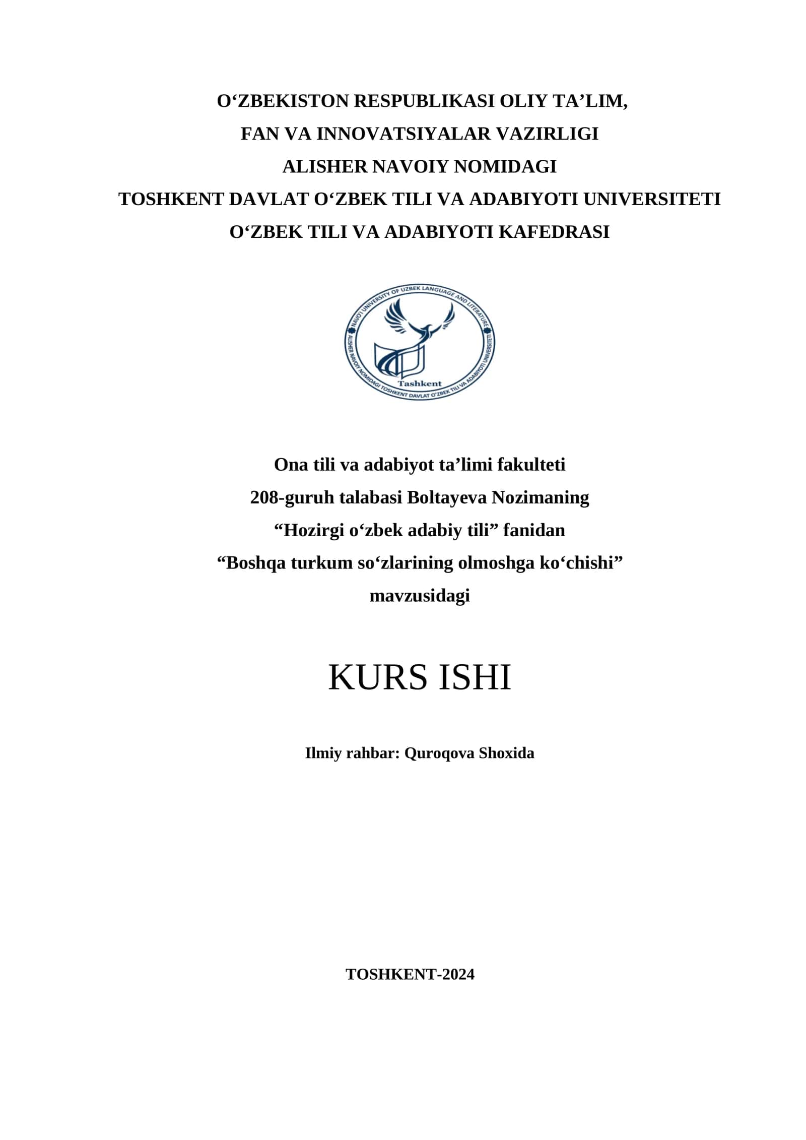 Boshqa turkum so‘zlarining olmoshga ko‘chishi 1