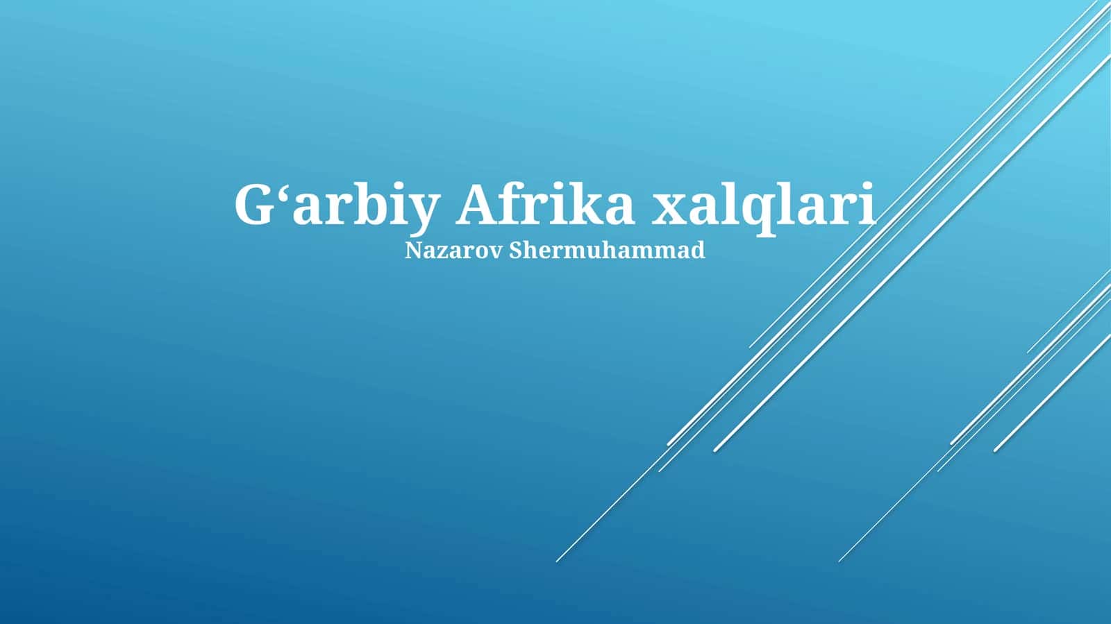 G'arbiy Afrika Xalqlari Tarixi 1