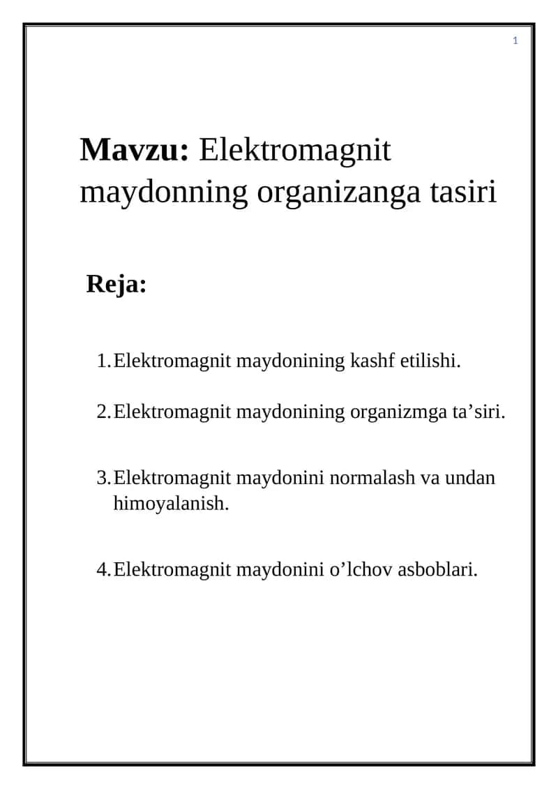 Elektromagnit maydonning organizanga tasiri 1