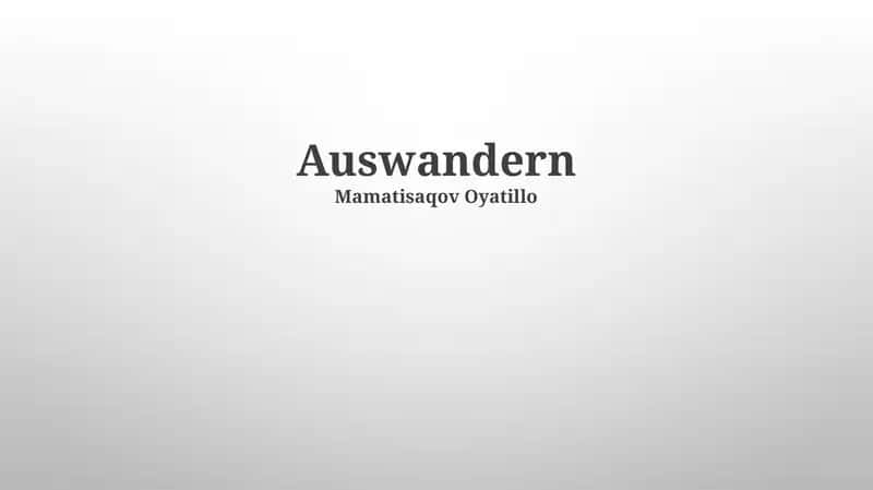 Auswandern 1