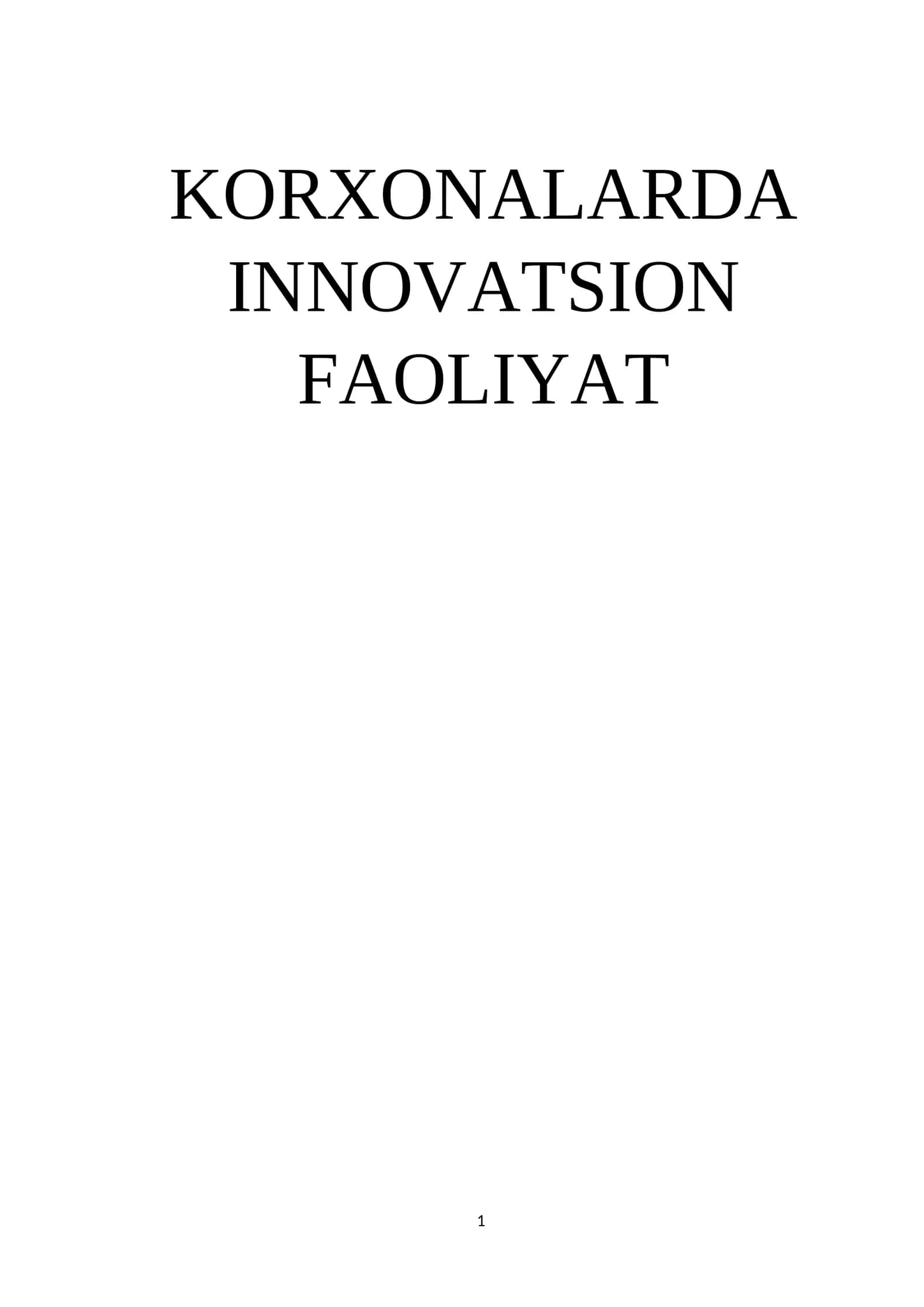 KORXONALARDA INNOVATSION FAOLIYAT 1