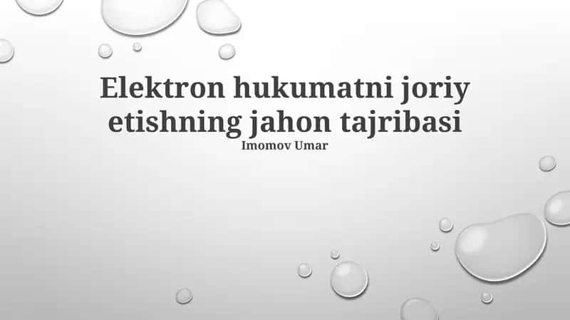 Elektron hukumatni joriy etishning jahon tajribasi 1