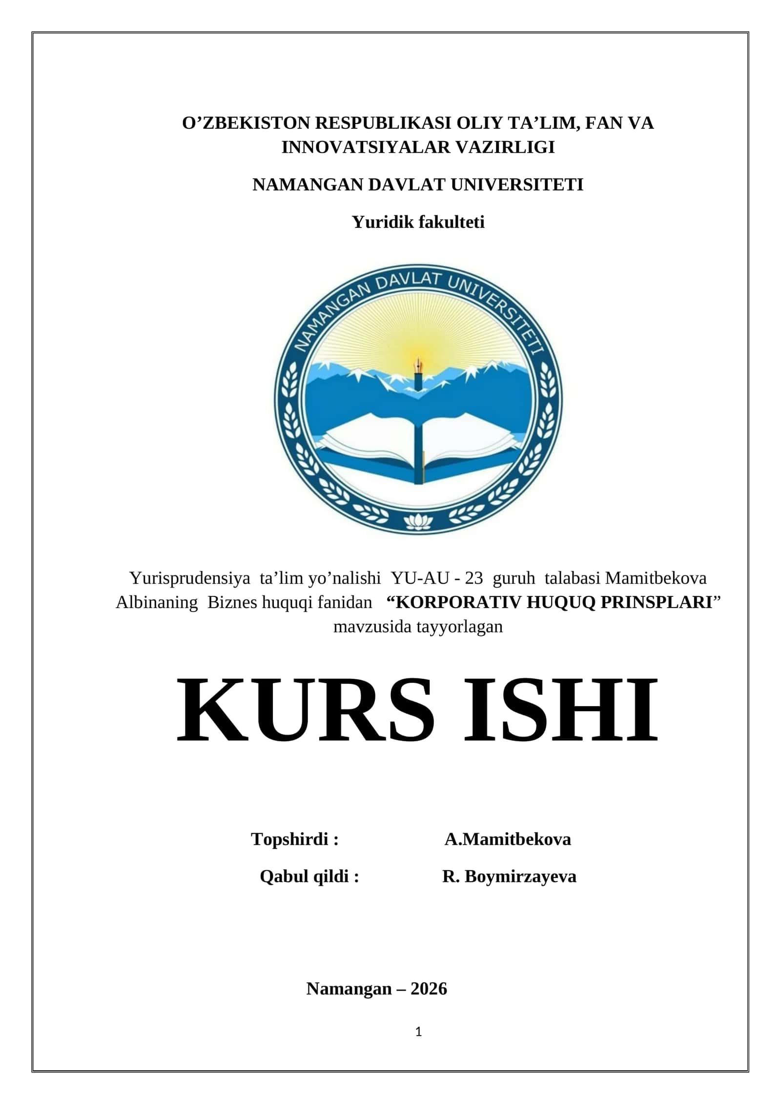 KORPORATIV HUQUQ PRINSPLARI 1