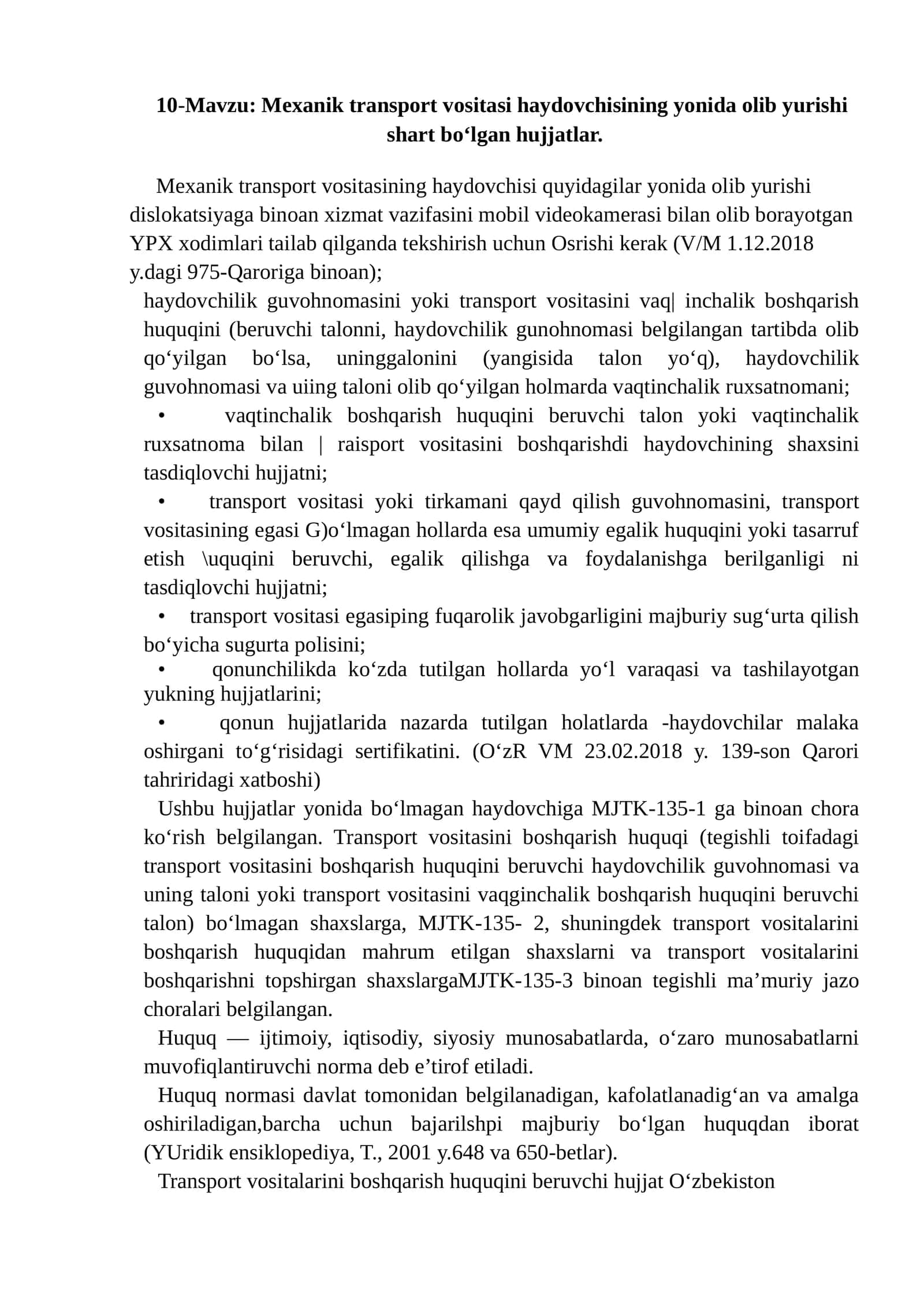 Mexanik transport vositasi haydovchisining yonida olib yurishi 1