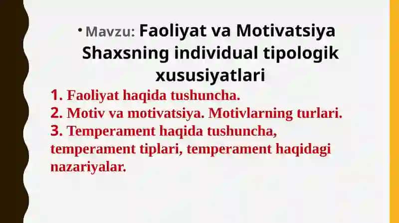 Faoliyat va Motivatsiya