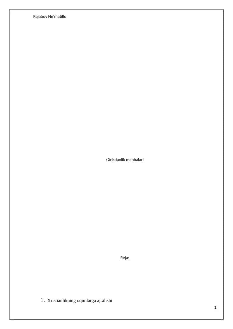 Xristianlik manbalari 1