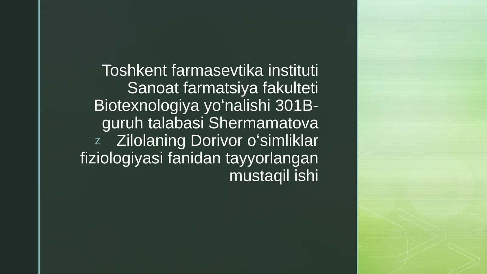 Fotosintezning so'fiylik darajasi 1