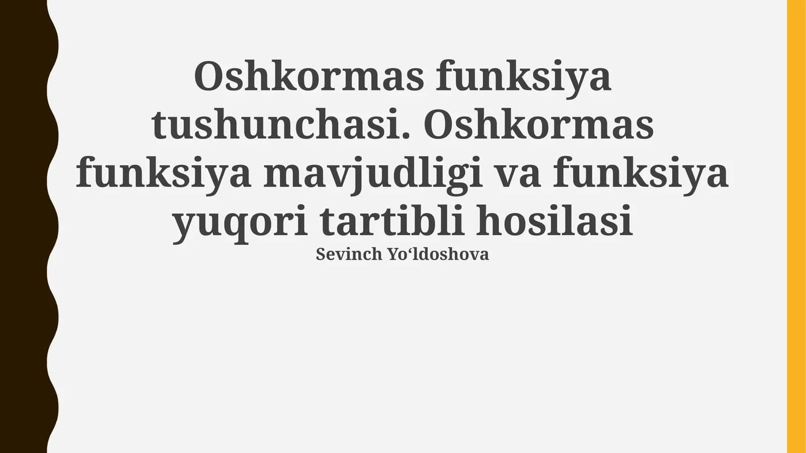 Oshkormas funksiya tushunchasi 1