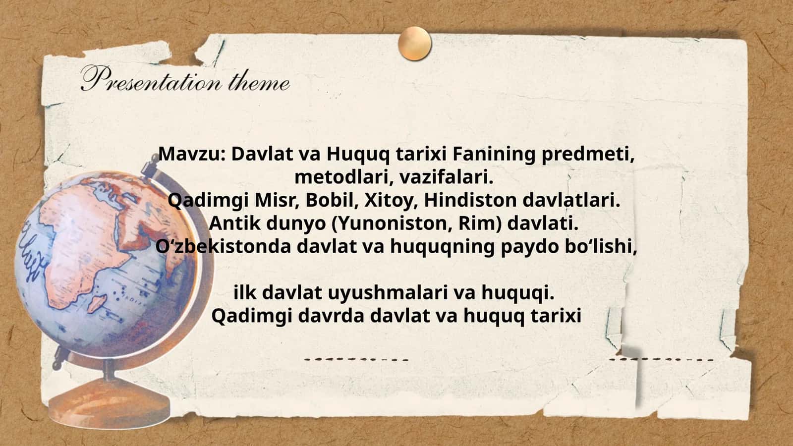 Davlat va Huquq Tarixi Fanining Predmeti, Metodlari, Vazifalari 1