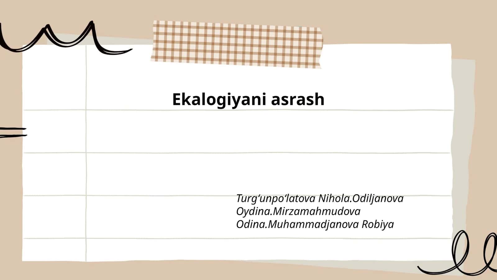 Ekalogiyani asrash 1