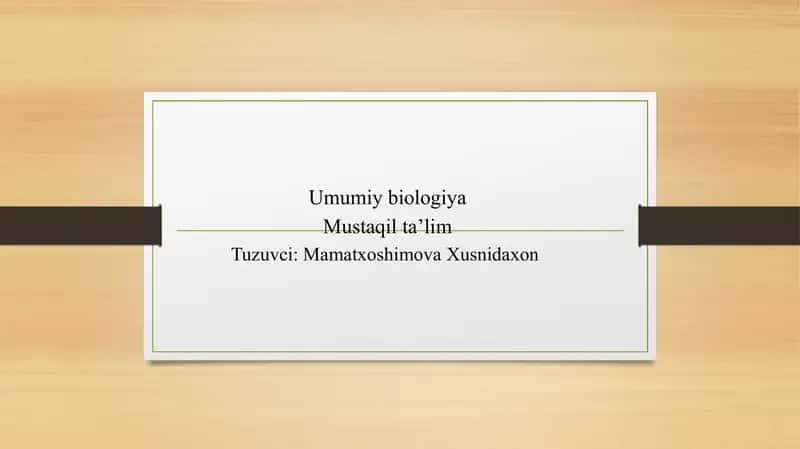 Umumiy biologiya 1