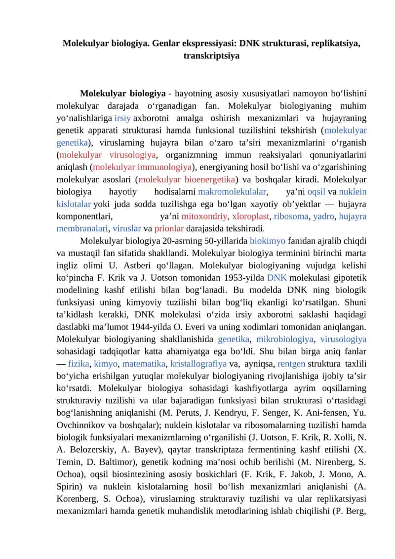Molekulyar biologiya 1
