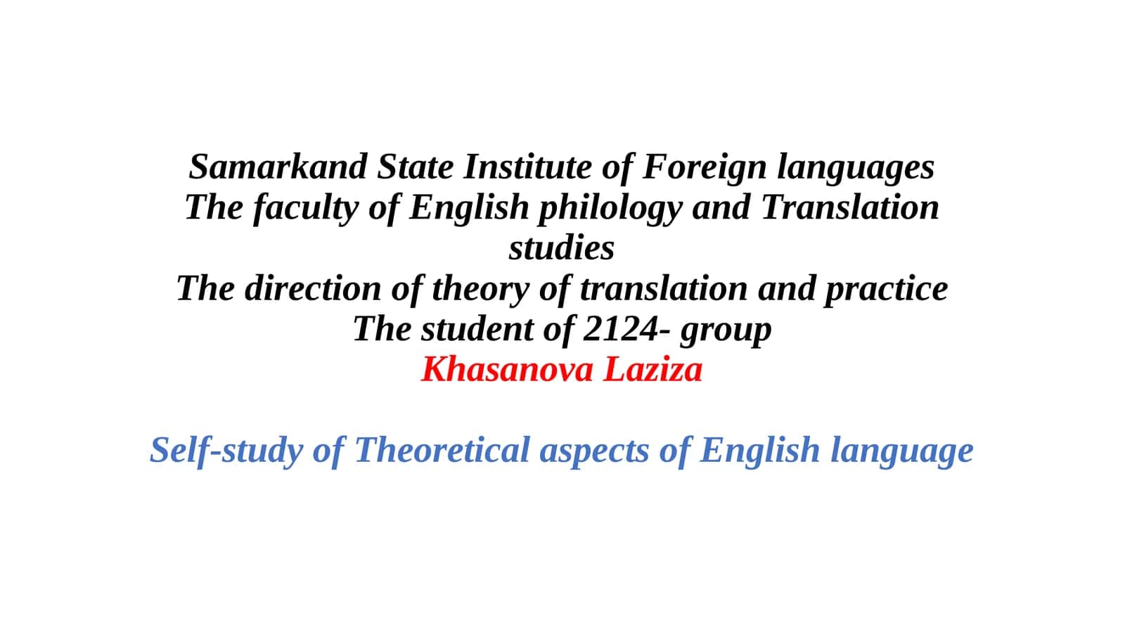 Theoretical aspects of English language 1