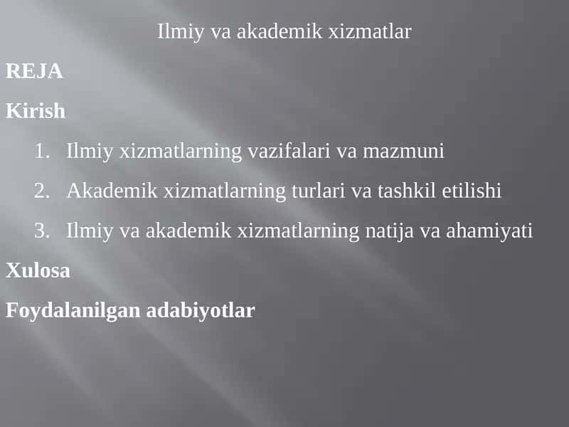 Ilmiy va akademik xizmatlar 1