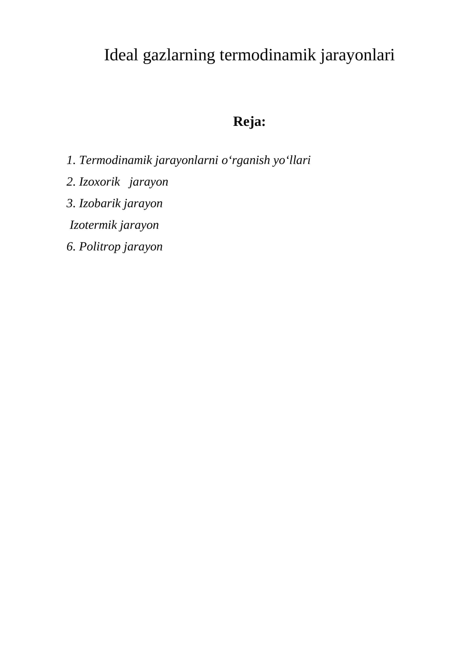 Ideal gazlarning termodinamik jarayonlari 1