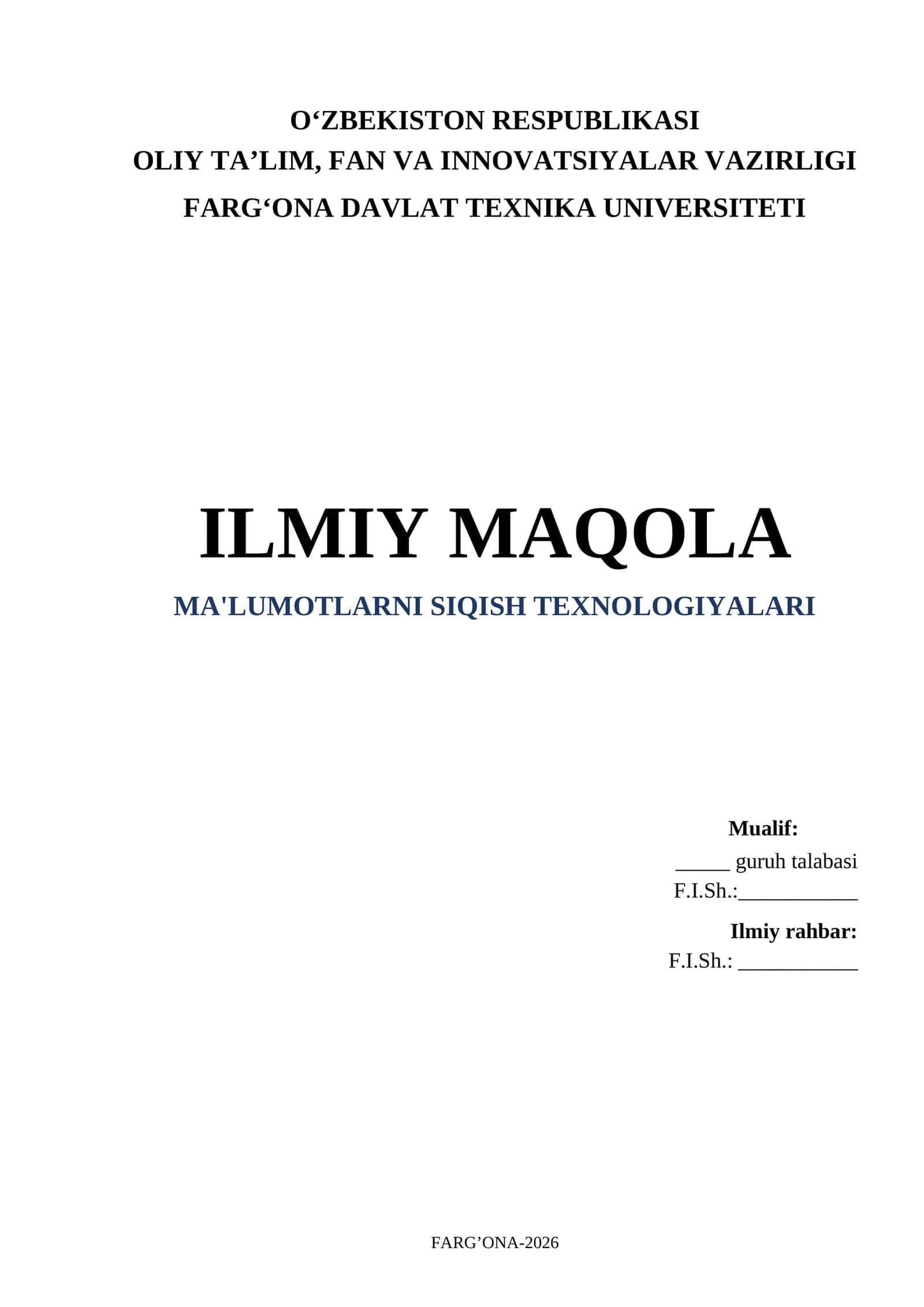 MA'LUMOTLARNI SIQISH TEXNOLOGIYALARI MAQOLA 1