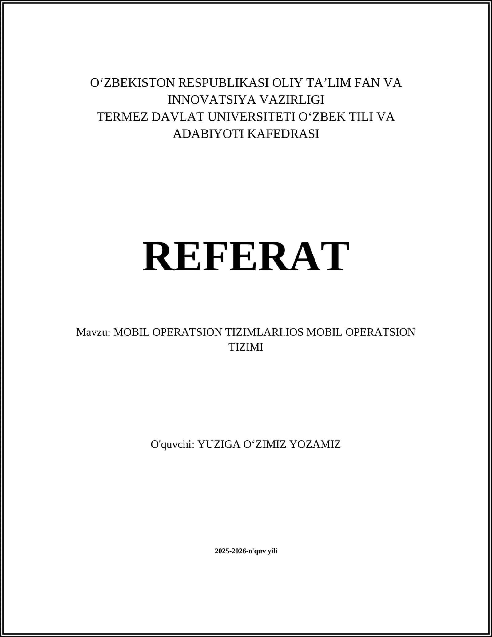 IOS MOBIL OPERATSION TIZIMI 1
