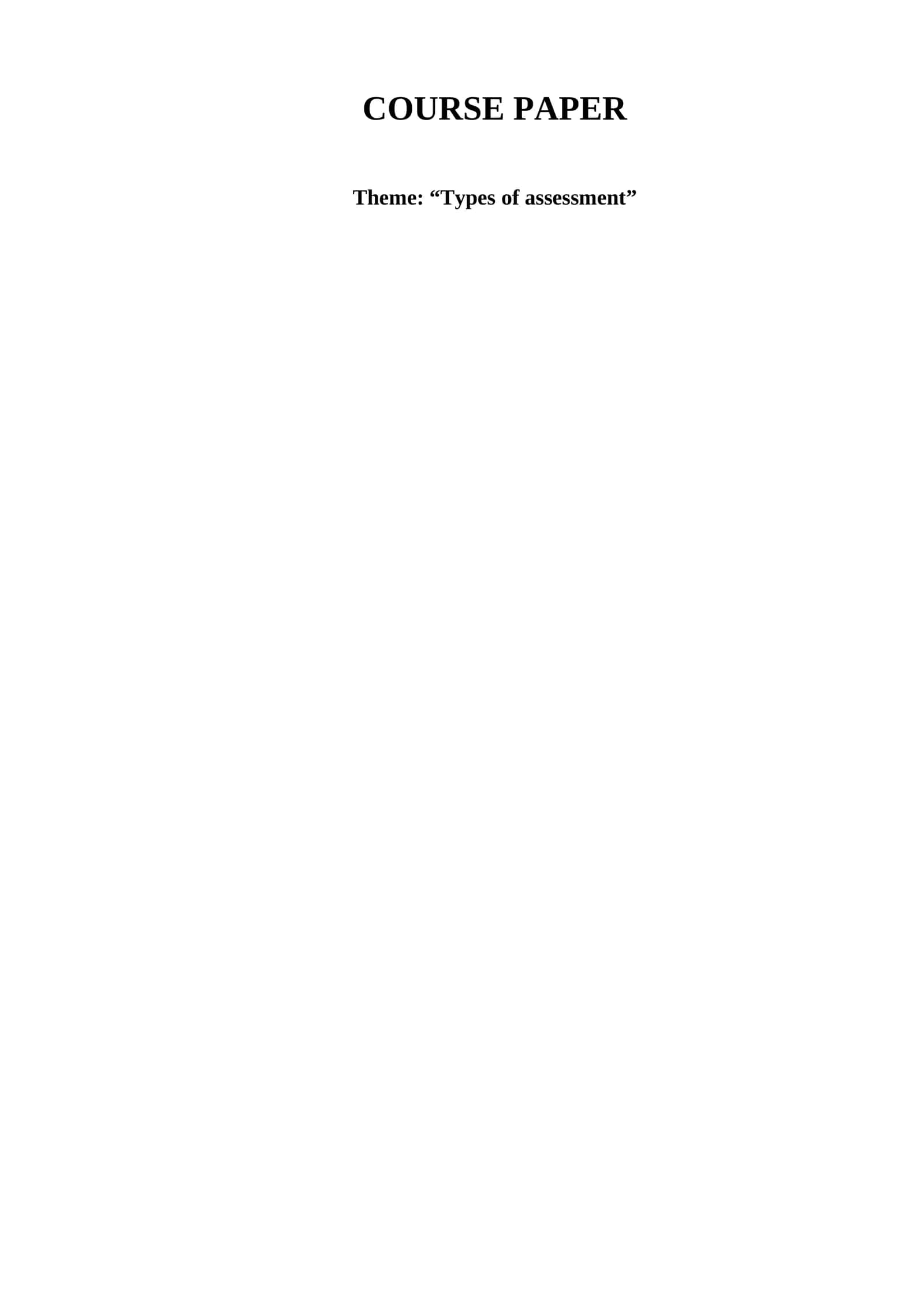 Types of assessment 1