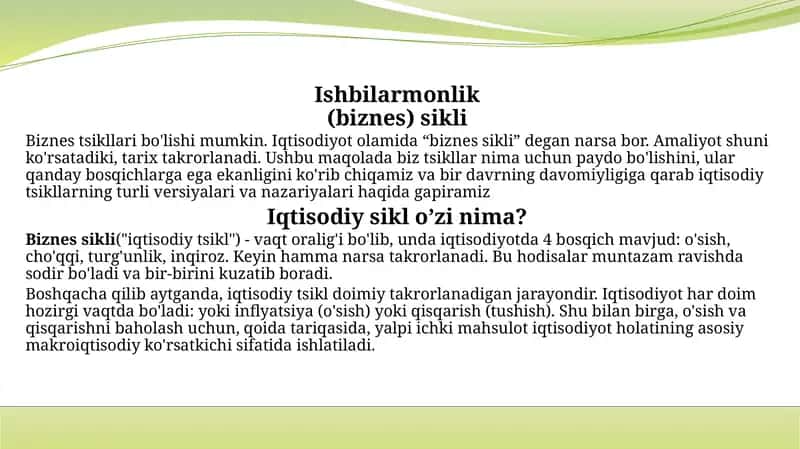 Biznes sikli.Iqtisodiy sikl 1