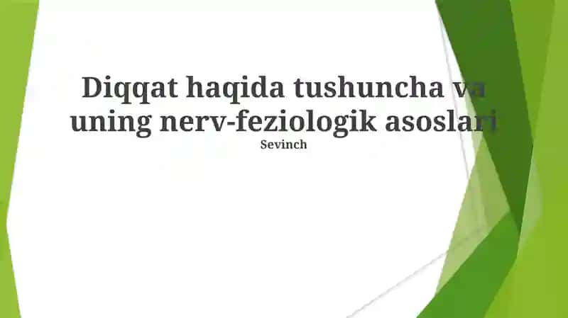 Diqqat haqida tushuncha va uning nerv-feziologik asoslari