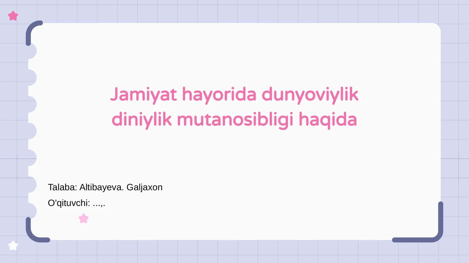 Jamiyat hayorida dunyoviylik diniylik mutanosibligi haqida 1