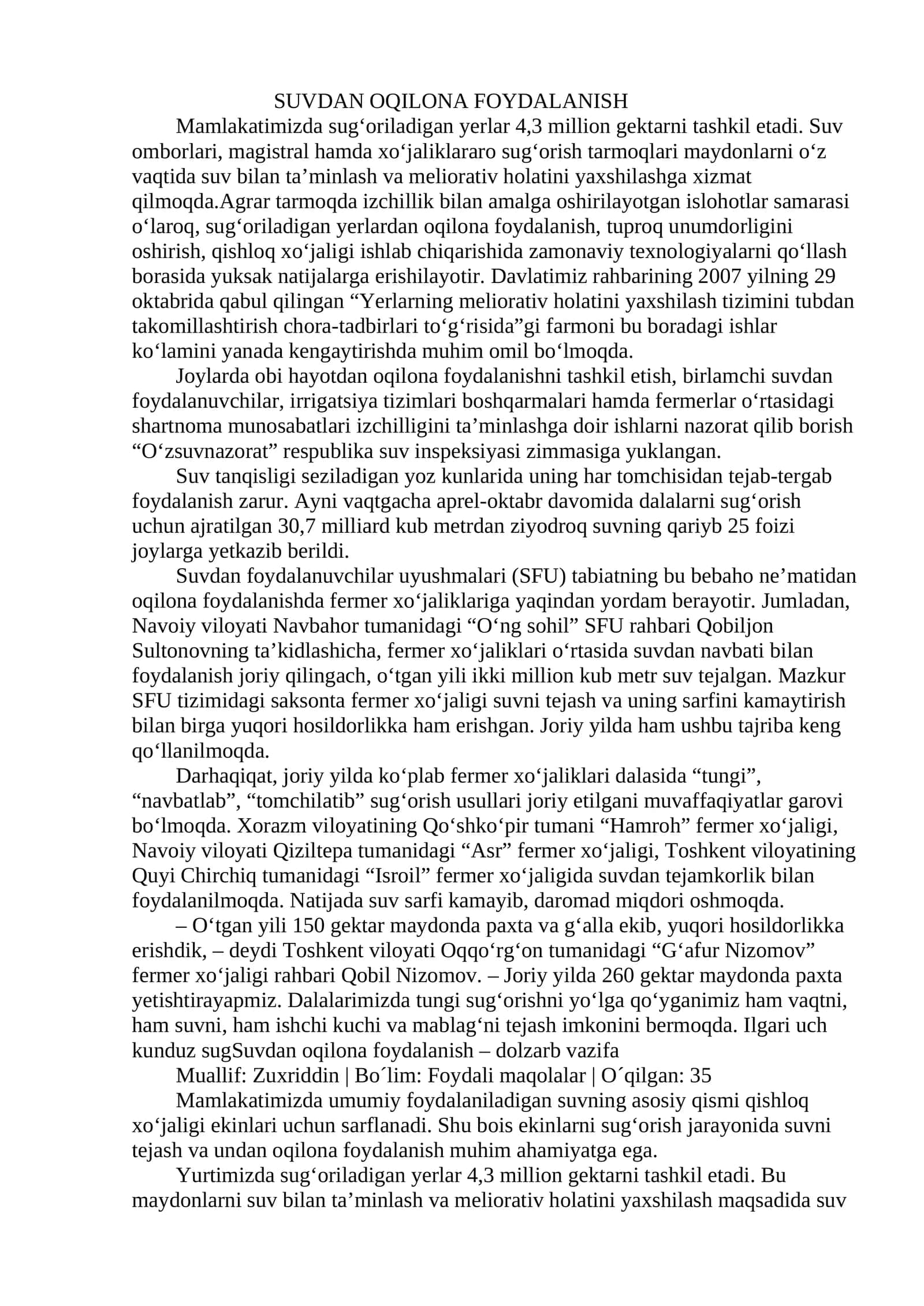 SUVDAN OQILONA FOYDALANISH 1