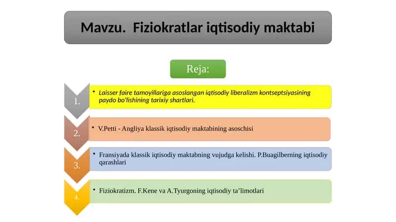 Fiziokratlar iqtisodiy maktabi 1