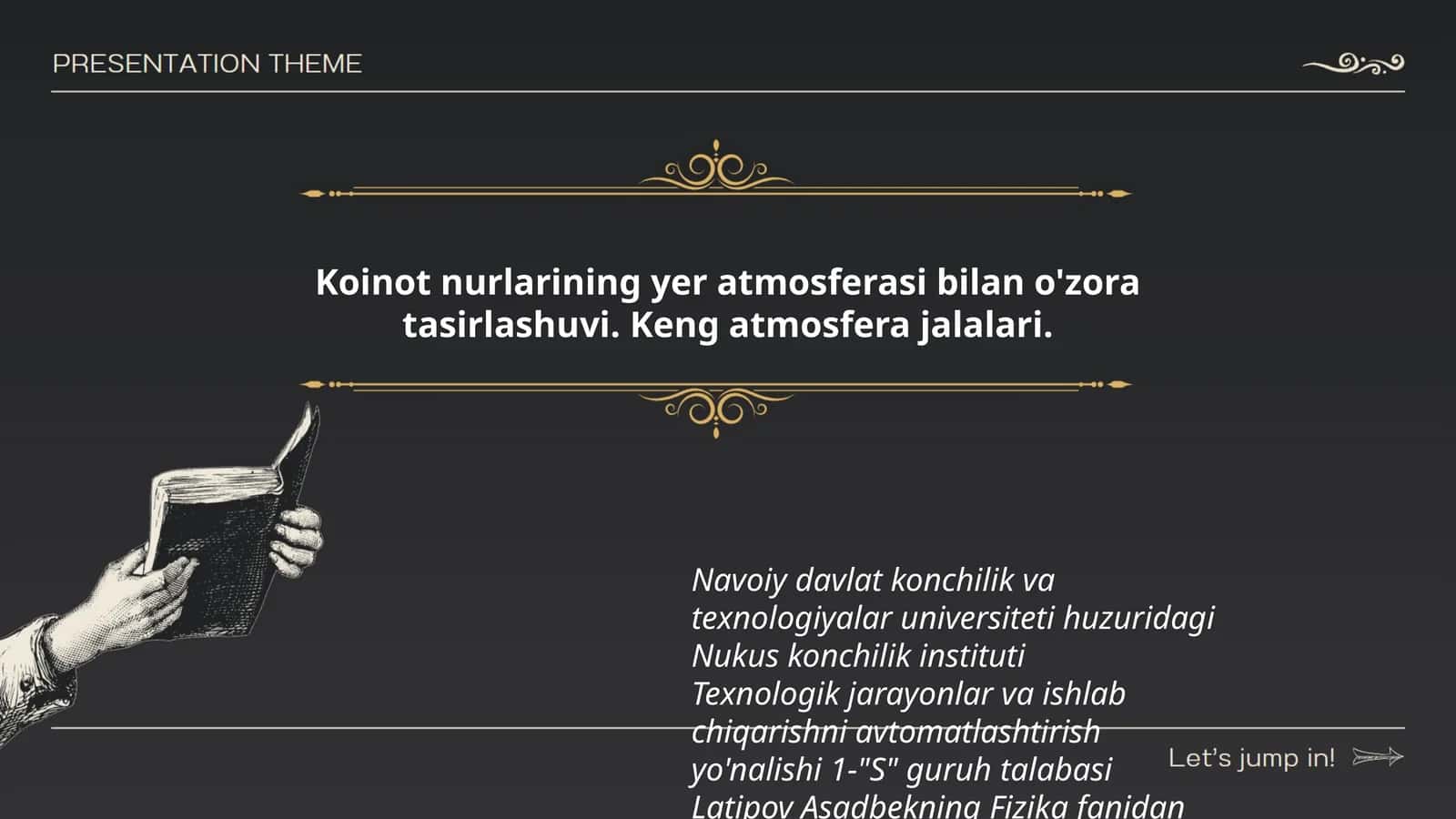 Koinot nurlarining yer atmosferasi bilan o'zora tasirlashuvi. Keng atmosfera jalalari 1