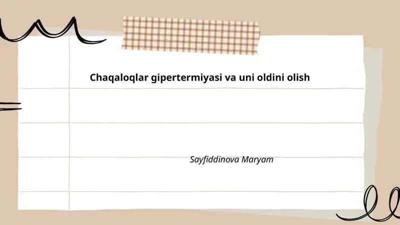 Chaqaloqlar gipertermiyasi va uni oldini olish 1
