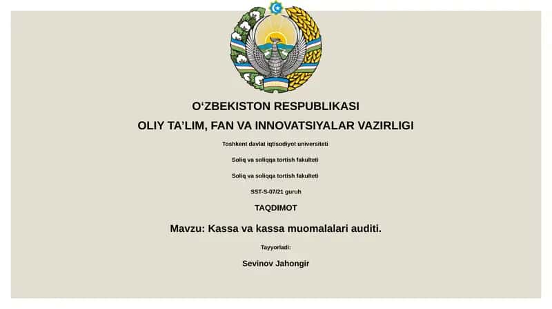 Kassa va kassa muomalalari auditi 1