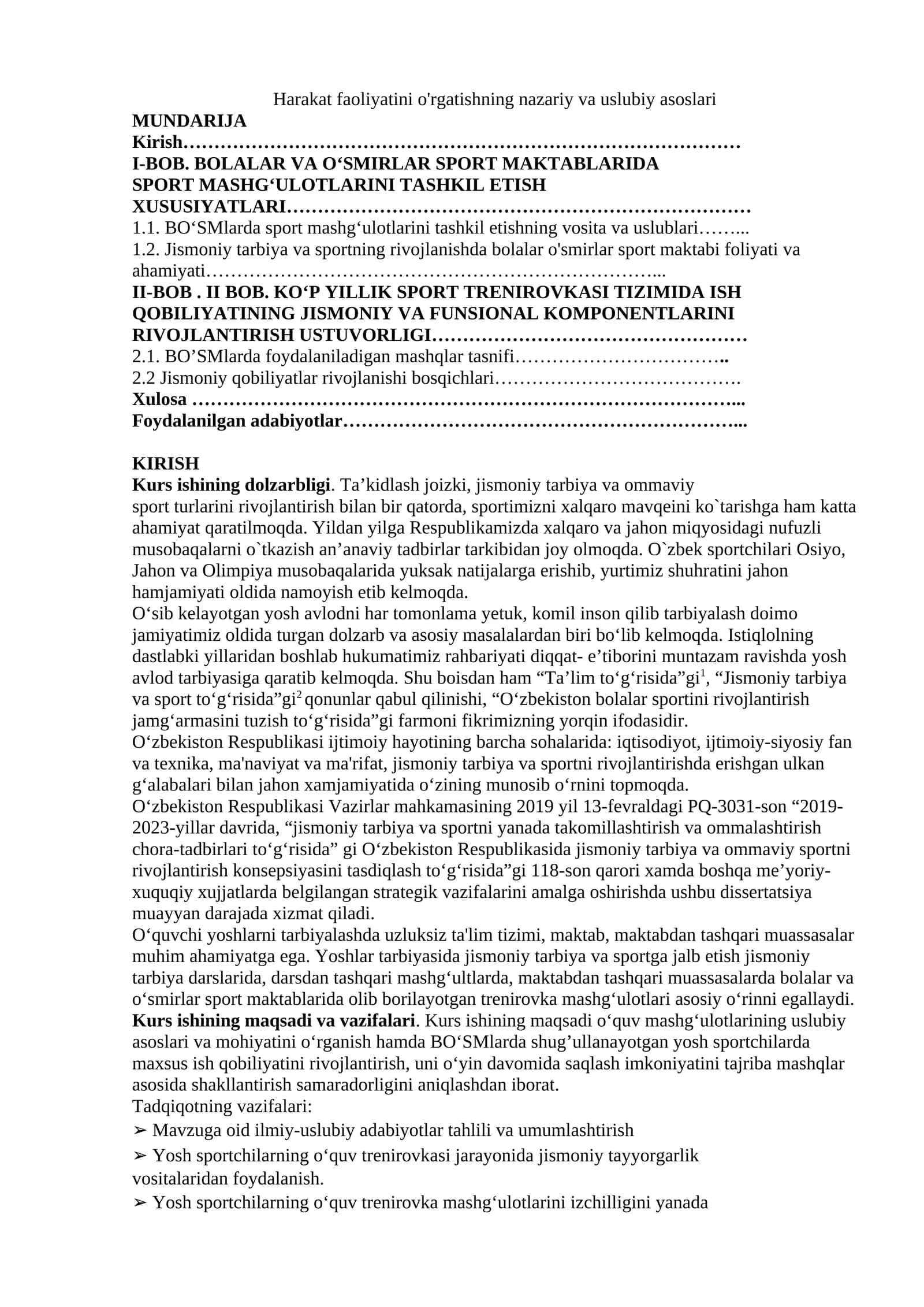 Harakat faoliyatini o'rgatishning nazariy va uslubiy asoslari 1
