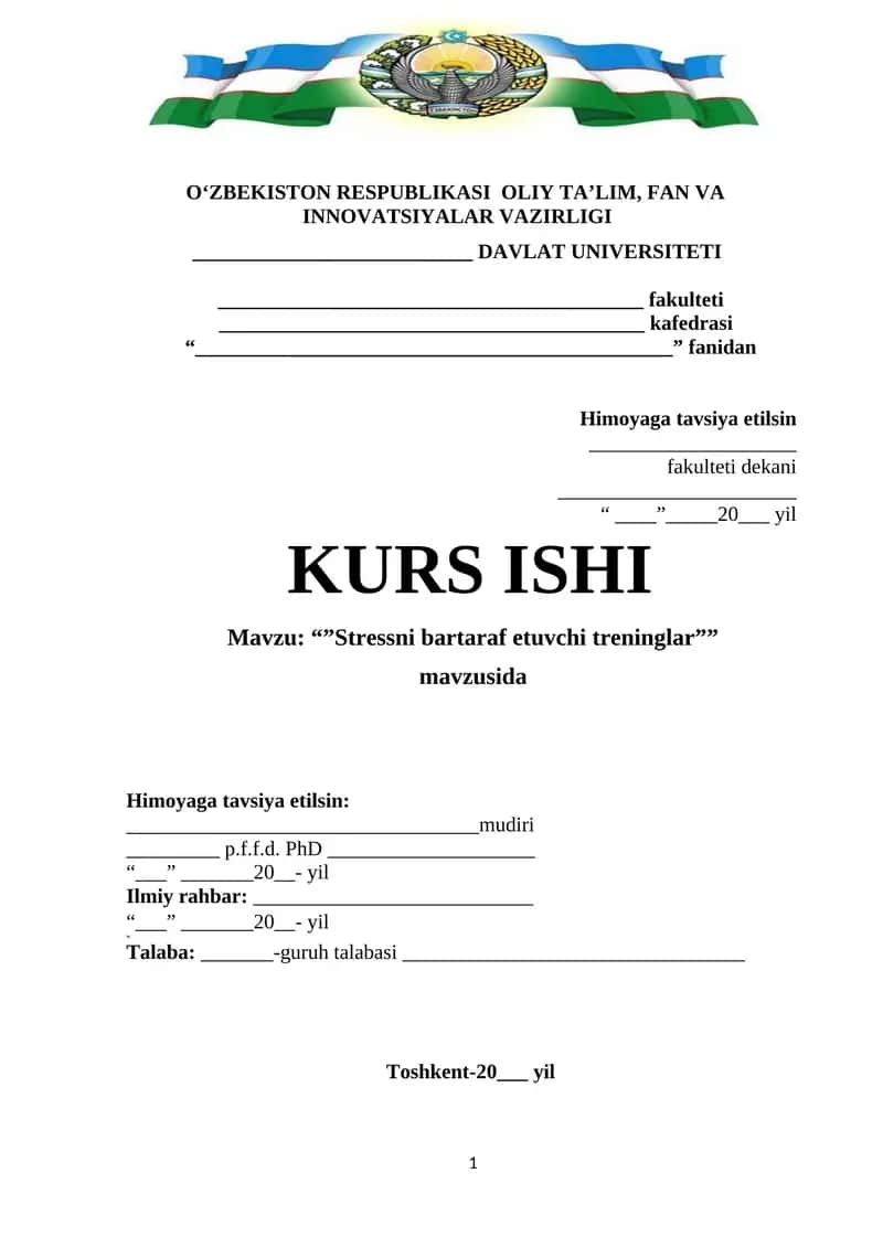 Stressni bartaraf etuvchi treninglar 1