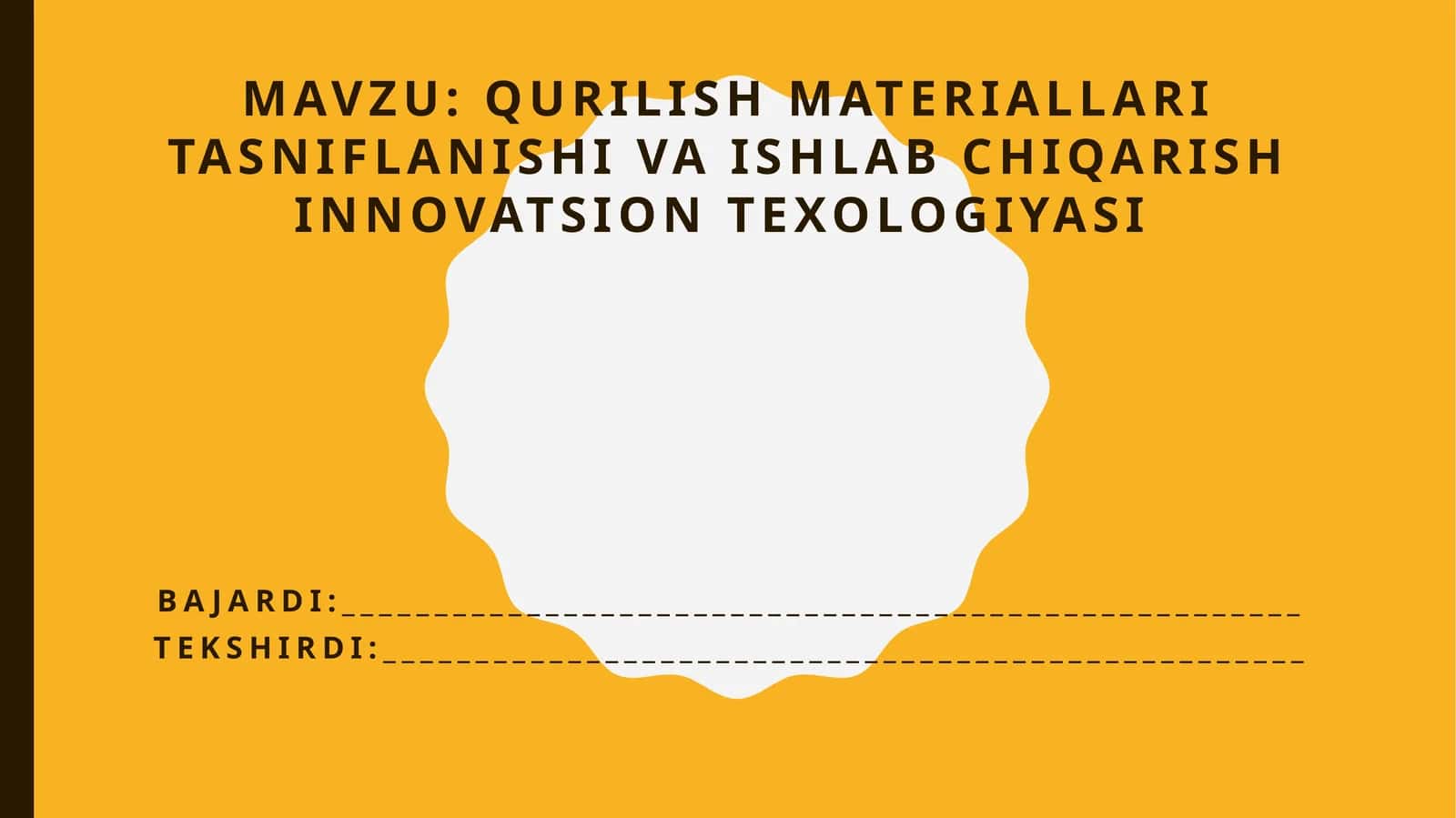 Qurilish materiallari tasniflanishi va ishlab chiqarish innovatsion texnologiyasi 1