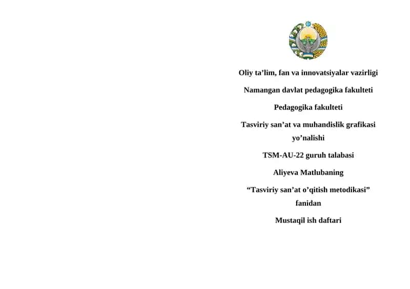 Tasviriy san’at o’qitish metodikasi 1
