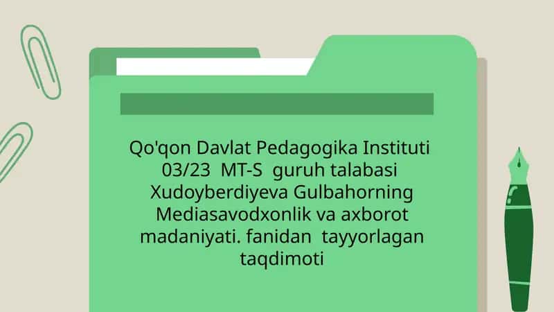 Globallashuv davrida axborot madaniyatini shakllantirish zaruriyati 1
