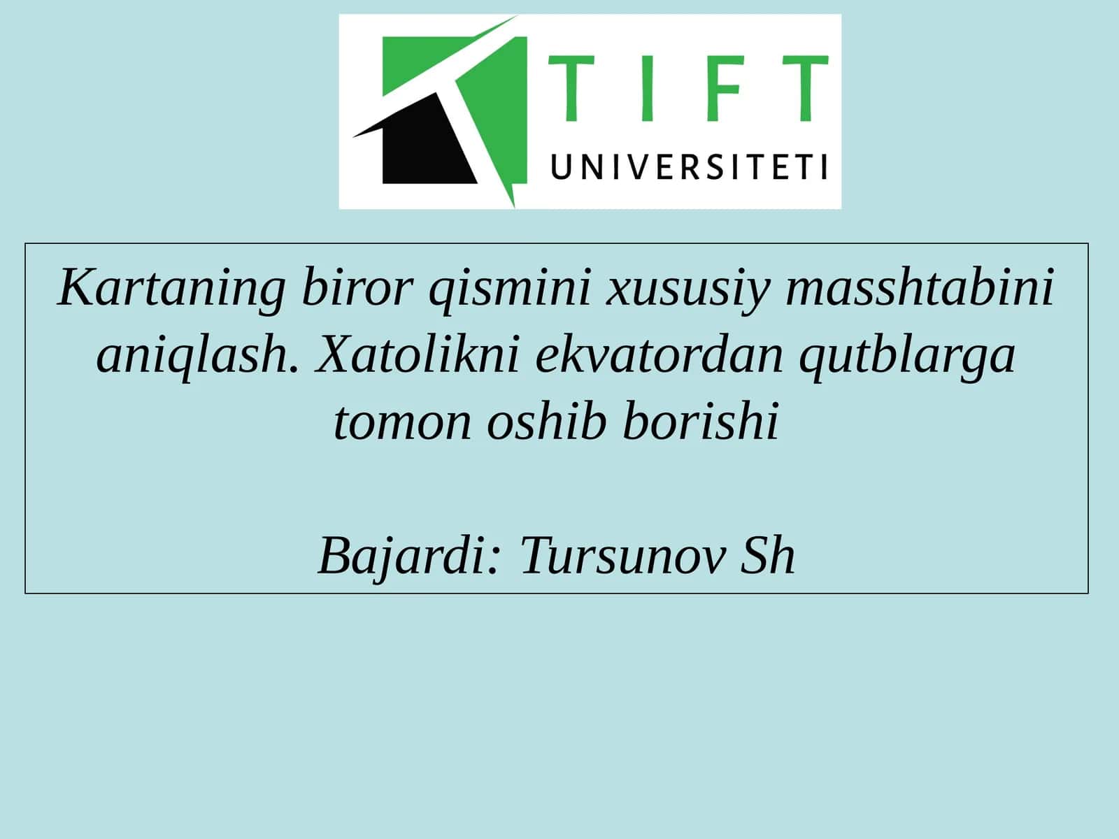 Kartaning biror qismini xususiy masshtabini aniqlash 1
